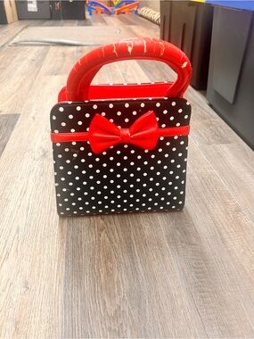 Red & Black Bow Polka Dot Handbag purse